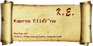 Kapros Eliána névjegykártya